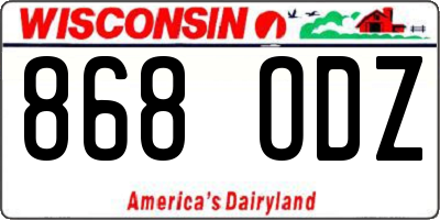 WI license plate 868ODZ