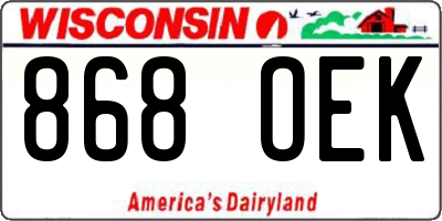 WI license plate 868OEK