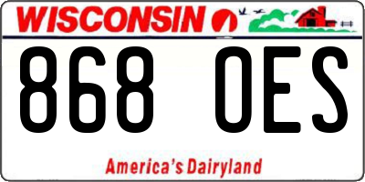 WI license plate 868OES