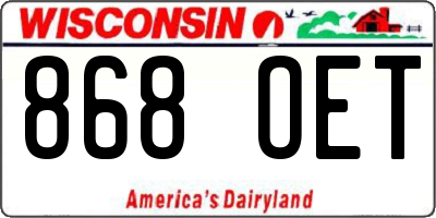 WI license plate 868OET
