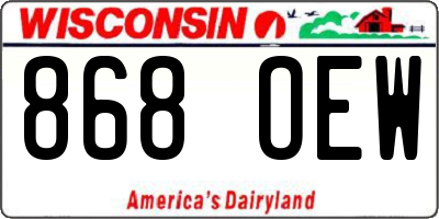 WI license plate 868OEW