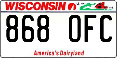 WI license plate 868OFC