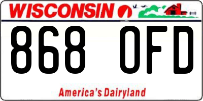 WI license plate 868OFD