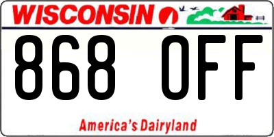 WI license plate 868OFF