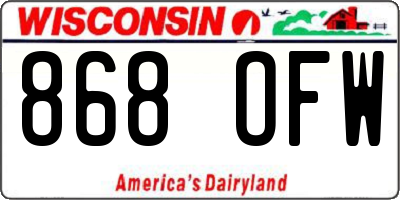 WI license plate 868OFW