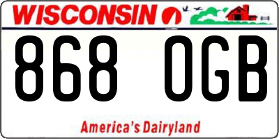 WI license plate 868OGB