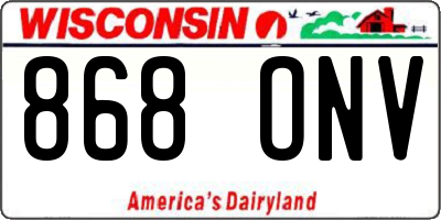 WI license plate 868ONV