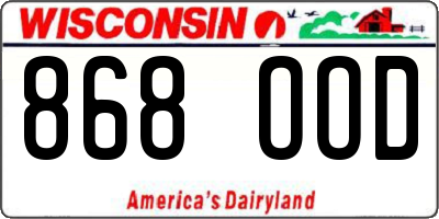 WI license plate 868OOD