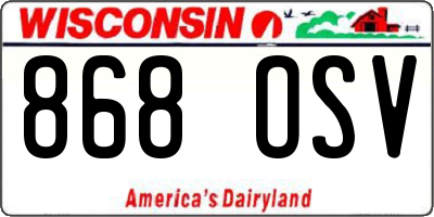 WI license plate 868OSV