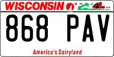 WI license plate 868PAV