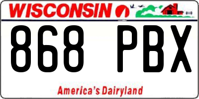 WI license plate 868PBX