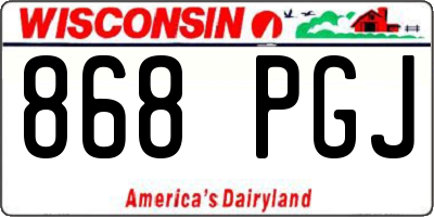 WI license plate 868PGJ