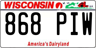 WI license plate 868PIW