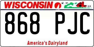 WI license plate 868PJC