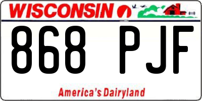 WI license plate 868PJF