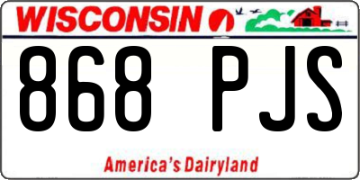WI license plate 868PJS