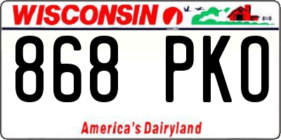 WI license plate 868PKO
