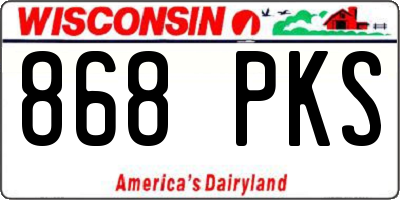 WI license plate 868PKS