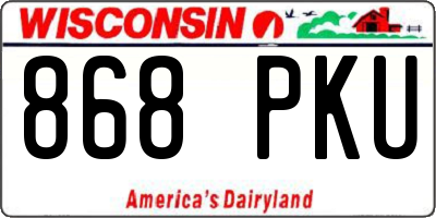 WI license plate 868PKU