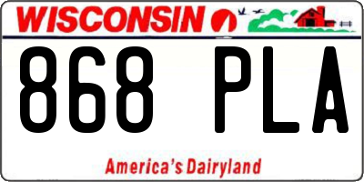 WI license plate 868PLA