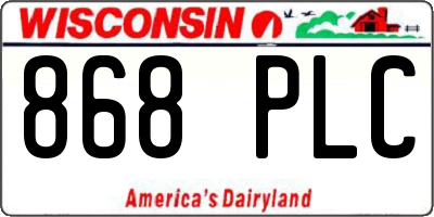 WI license plate 868PLC