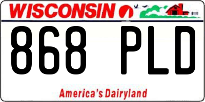 WI license plate 868PLD