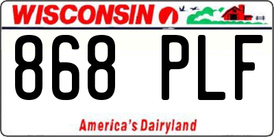 WI license plate 868PLF