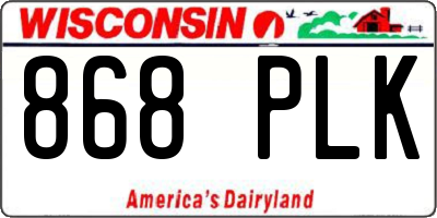 WI license plate 868PLK