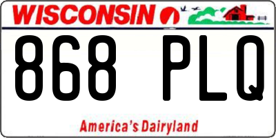 WI license plate 868PLQ