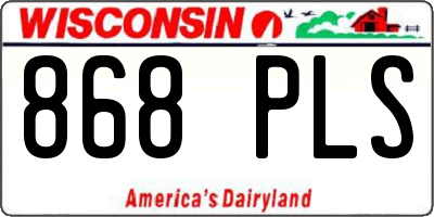 WI license plate 868PLS