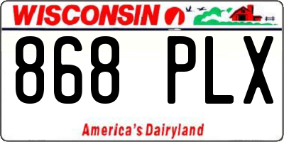 WI license plate 868PLX