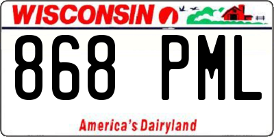 WI license plate 868PML
