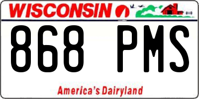WI license plate 868PMS