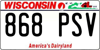 WI license plate 868PSV