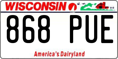 WI license plate 868PUE