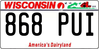 WI license plate 868PUI
