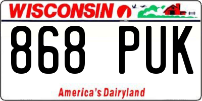 WI license plate 868PUK