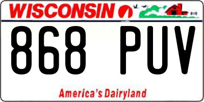 WI license plate 868PUV