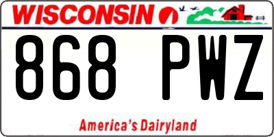 WI license plate 868PWZ