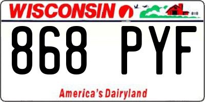 WI license plate 868PYF