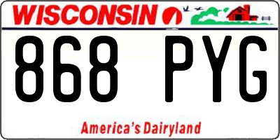 WI license plate 868PYG