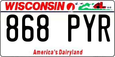 WI license plate 868PYR