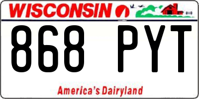 WI license plate 868PYT