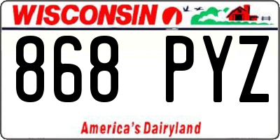 WI license plate 868PYZ