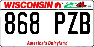 WI license plate 868PZB