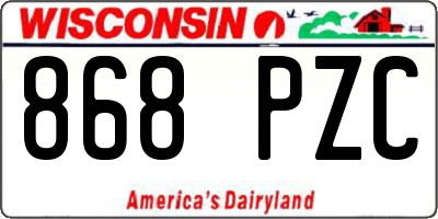 WI license plate 868PZC