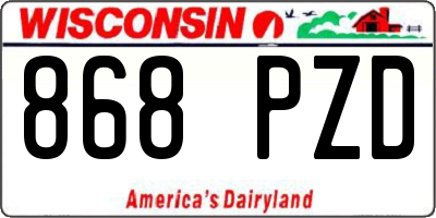 WI license plate 868PZD