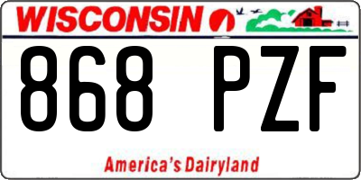 WI license plate 868PZF
