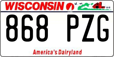 WI license plate 868PZG