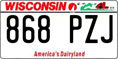 WI license plate 868PZJ